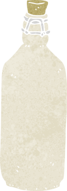 Bir insan tarafından çizilmiş geleneksel çizgi film şişesi.