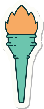 Bir insan tarafından çizilmiş geleneksel bir meşale stili dövme çıkartması.