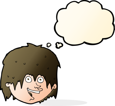 Bir insan tarafından çizilmiş düşünce balonlu mutlu adam çizgi filmi.