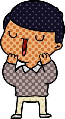 Bir insan tarafından çizilmiş mutlu çocuk çizgi filmi.