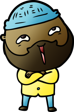 Bir insan tarafından çizilmiş mutlu sakallı bir adam.