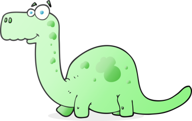 Bir insan tarafından çizilmiş serbest çizim karikatür dinozor.