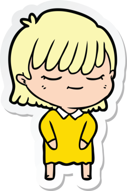 Bir insan tarafından çizilmiş bir karikatür kadının çıkartması.