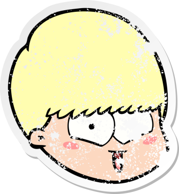 Bir insan tarafından çizilmiş mutlu bir çocuğun sıkıntılı çıkartması.