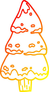 Bir insan tarafından çizilmiş bir çam ağacının sıcak çizgi çizimi