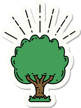 Bir insan tarafından çizilmiş dövme stili bir ağacın çıkartması.