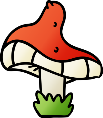 Bir insan tarafından çizilmiş tek bir mantarın gradyan karikatürü.