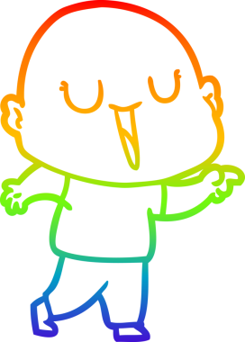 gökkuşağı gradyan çizimi mutlu bir çizgi kel adamın çizimi bir insan tarafından çizildi