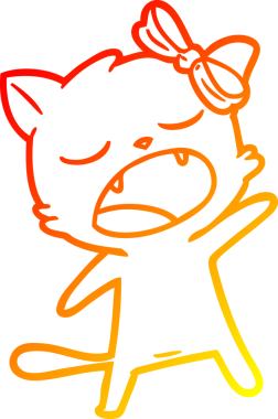 Bir insan tarafından çizilmiş şarkı söyleyen bir çizgi film kedisinin sıcak çizgi çizimi