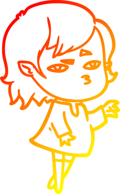 Bir insan tarafından çizilmiş bir vampir kız çizgi çizimi.