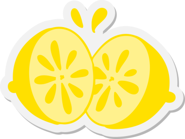 Bir insan tarafından çizilmiş dilimlenmiş taze limon etiketi.