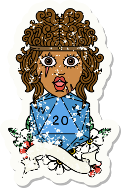 Retro Dövme Tarzı İnsan Barbarlığı Bir insan tarafından çizilmiş doğal 20 zar ile