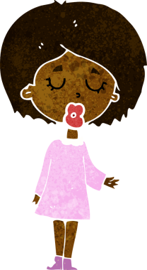 Çizgi filmdeki kadın, bir insan tarafından çizilen noktayı anlatıyor.