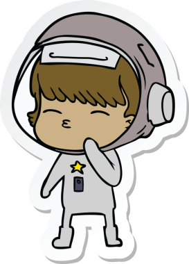 Bir insan tarafından çizilmiş meraklı bir astronotun çıkartması.