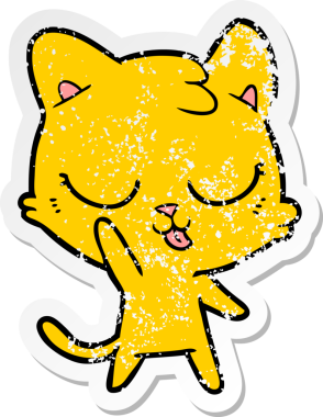 Bir insan tarafından çizilmiş karikatür bir kedinin sıkıntılı çıkartması.