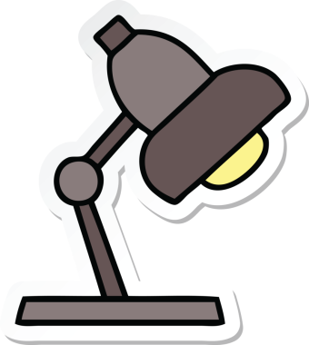 Bir insan tarafından çizilmiş şirin bir masa lambasının çıkartması.