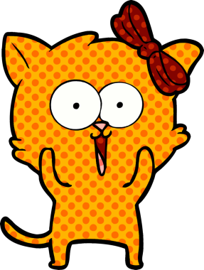 Bir insan tarafından çizilmiş çizgi film kedisi.