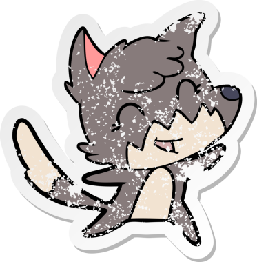 Bir insan tarafından çizilmiş mutlu bir tilkinin sıkıntılı çıkartması.