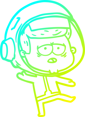 Bir insan tarafından çizilmiş soğuk gradyan çizgi çizimi yorgun astronot