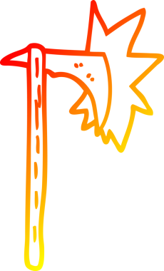 Bir insan tarafından çizilmiş keskin bir baltanın sıcak çizgi çizimi