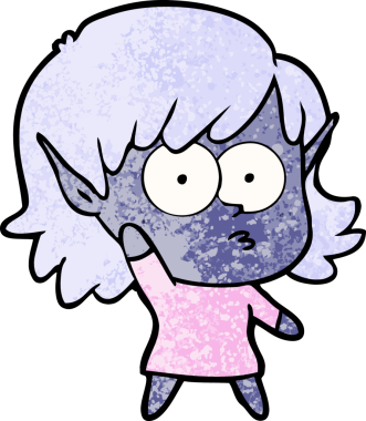 Bir insan tarafından çizilen çizgi filmdeki elf kızı.