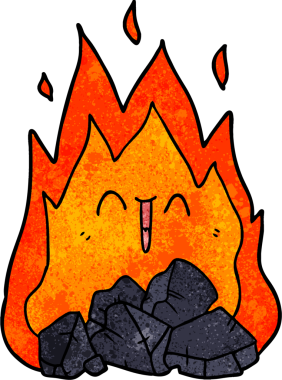 Bir insan tarafından çizilen yanan kömür çizgi filmi