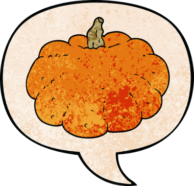 bir insan tarafından çizilmiş eski moda konuşma baloncuklu çizgi film balkabağı