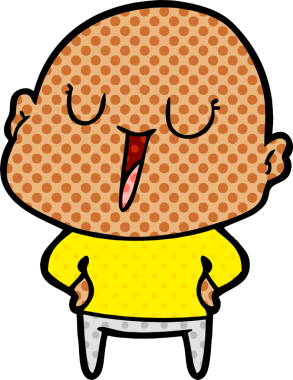 Bir insan tarafından çizilmiş mutlu, kel adam.