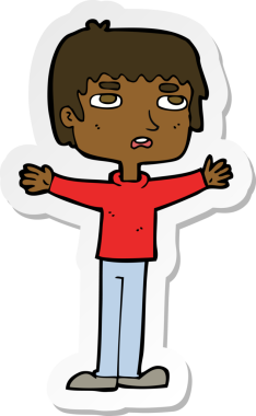 Bir insan tarafından çizilmiş gergin bir adamın çıkartması.