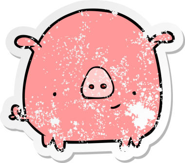 Bir insan tarafından çizilmiş bir domuzun sıkıntılı çıkartması.