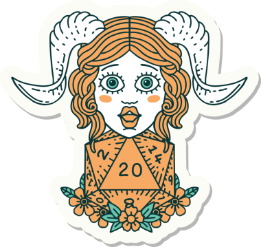 Bir insan tarafından çizilmiş D20 doğal zar atma etiketi