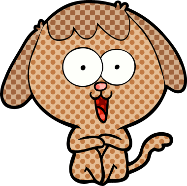 Bir insan tarafından çizilmiş şirin bir çizgi film köpeği.