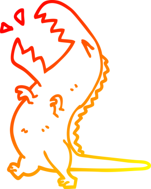 Bir insan tarafından çizilen kükreyen bir çizgi filmin sıcak gradyan çizimi