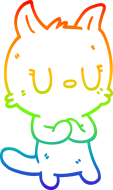 gökkuşağı gradyan çizgi çizimi Bir insan tarafından çizilmiş mutlu kedi