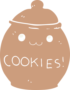 Bir insan tarafından çizilmiş düz renkli kurabiye kavanozu.