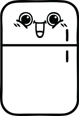 Bir insan tarafından çizilmiş bir buzdolabı karikatürü.