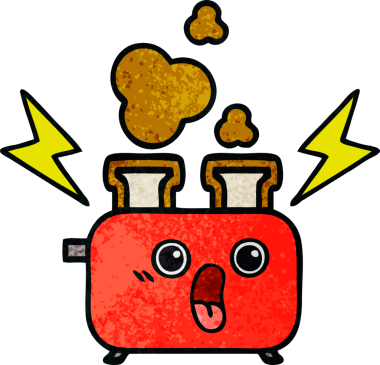 Bir insan tarafından çizilmiş bir tost makinesinin retro grunge doku karikatürü