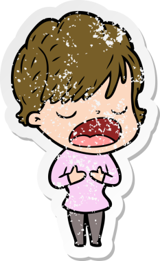 Bir insan tarafından çizilmiş karikatür kadının sıkıntılı çıkartması.