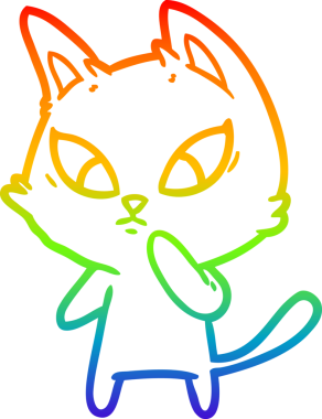 Bir insan tarafından çizilmiş kafası karışmış çizgi film kedisinin çizimi.