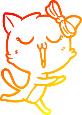 Bir insan tarafından çizilmiş çizgi film kedisinin sıcak çizgi çizimi