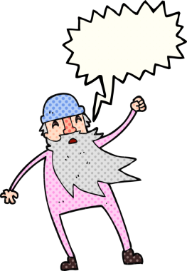 Bir insan tarafından çizilmiş termal iç çamaşırlı yaşlı bir adam.