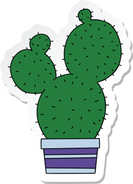 Bir insan tarafından çizilmiş garip bir el kaktüsünün çıkartması.