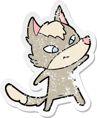 Bir insan tarafından çizilmiş dost canlısı bir kurdun sıkıntılı çıkartması.