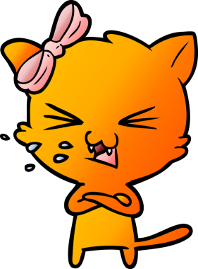 Bir insan tarafından çizilmiş çizgi film kedisi.