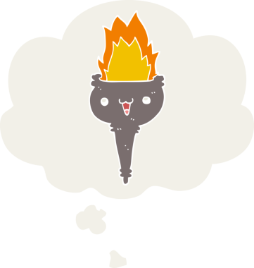 Düşünce baloncuğuyla yanan çizgi film kadehi insan tarafından çizilmiş.