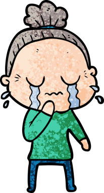 Bir insan tarafından çizilmiş ağlayan yaşlı bir kadın.