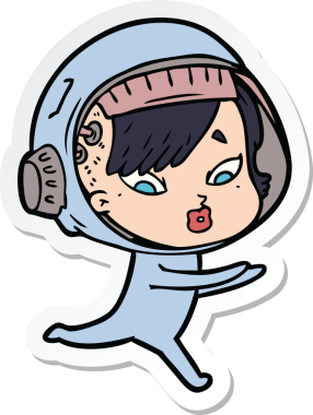 Bir insan tarafından çizilmiş astronot bir kadının çıkartması.