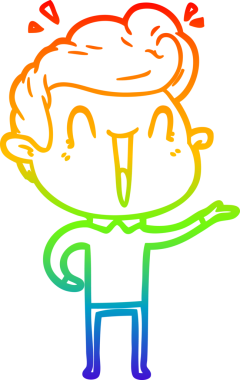 Gökkuşağı gradyanı çizimi bir insan tarafından çizilmiş heyecanlı bir çizgi film