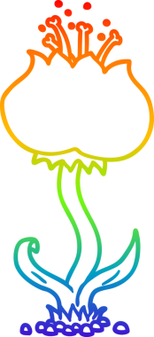 gökkuşağı gradyan çizgi çizimi bir insan tarafından çizilmiş egzotik bir çiçek