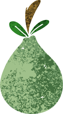 Bir insan tarafından çizilmiş retro illüstrasyon tarzı tuhaf çizgi film armudu.